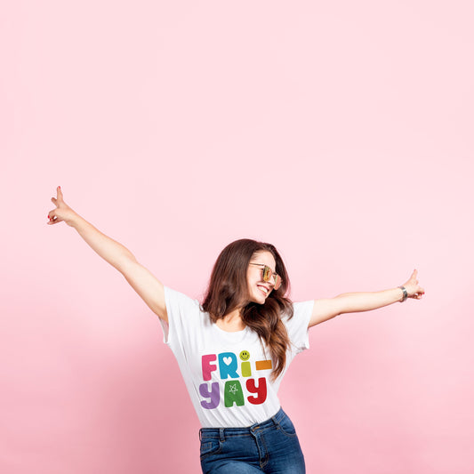 Fri=Yay!  Happy TGIF Friday Teacher Ultra Soft Graphic Tee Unisex Soft Tee T-shirt for Women or Men