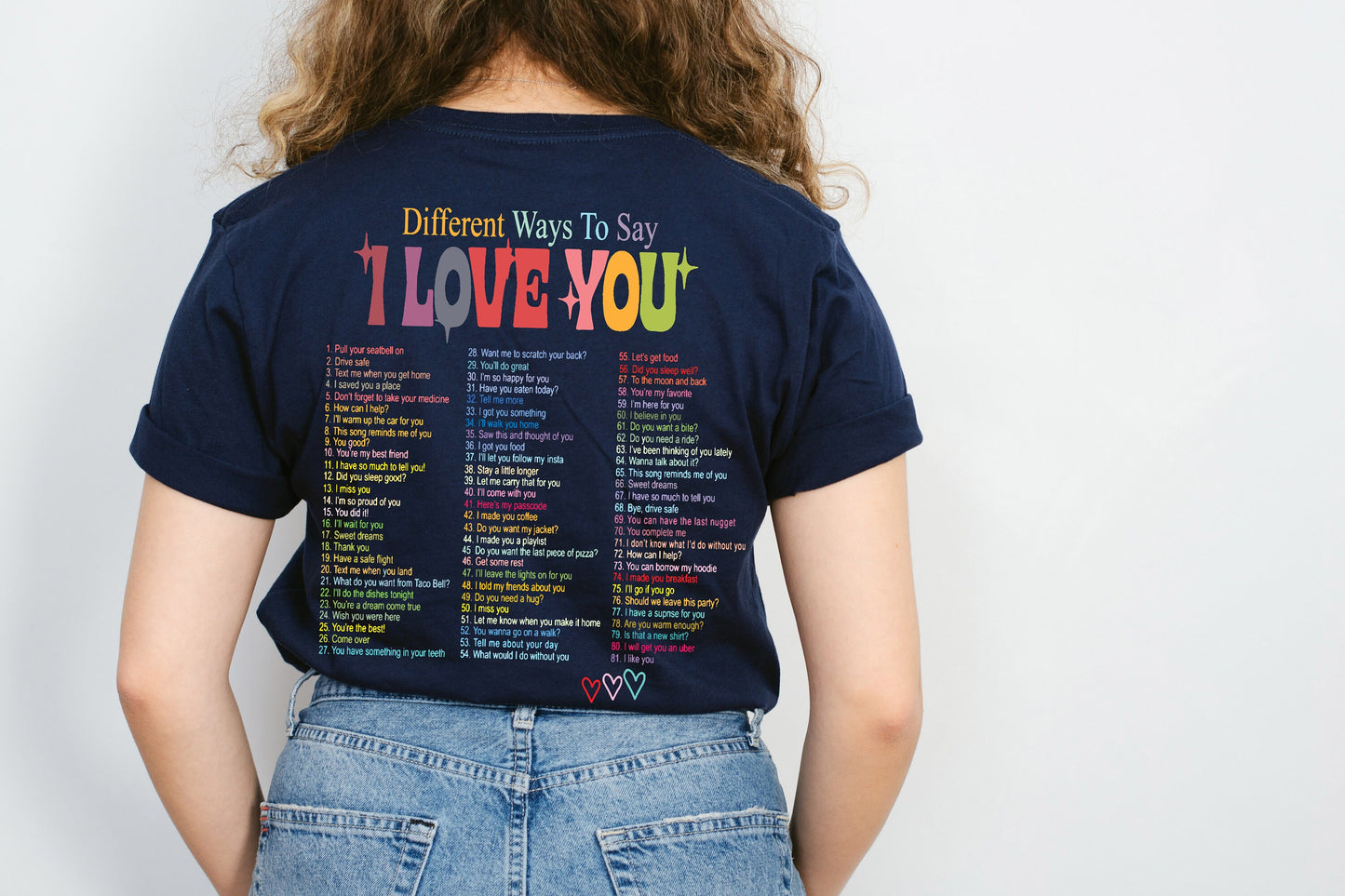 Different Ways to Say I Love You Front and Back Design style Ultra Soft Graphic Tee Unisex Soft Tee T-shirt for Women or Men