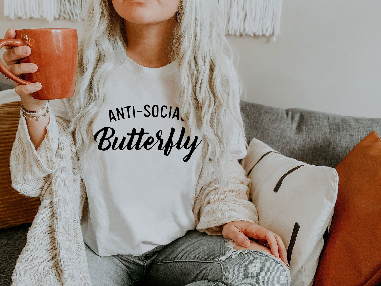 Anti-Social Butterfly Funny Sarcastic Ultra Soft Graphic Tee Unisex Soft Tee T-shirt for Women or Men
