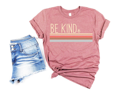 Bee Kind Be Kind Bee With Stripes Cute Uplifting Shirt | UNISEX Relaxed Jersey T-Shirt for Women