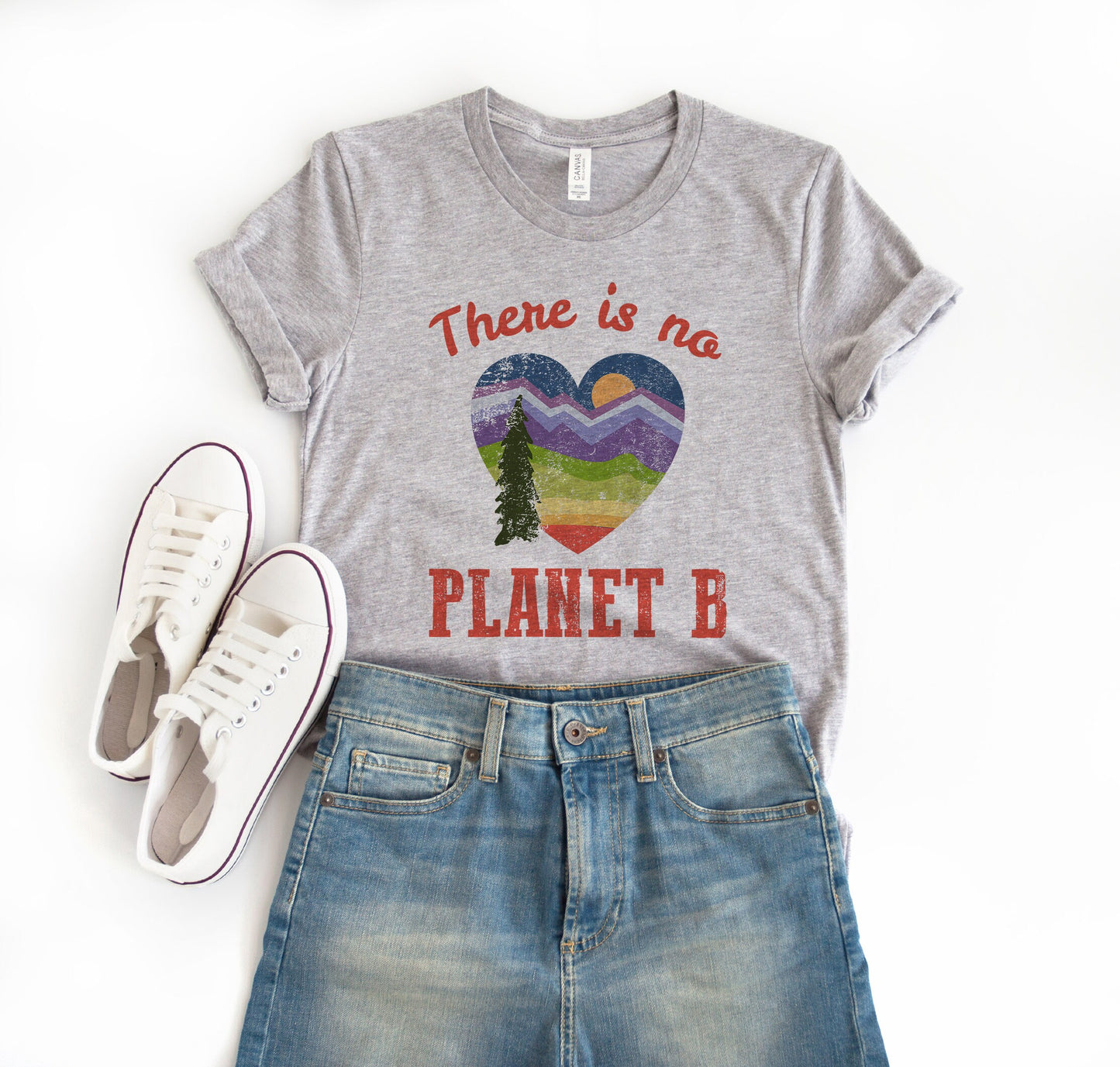 There is No Planet B Earth Day Retro Boho Hippie Style Ultra Soft Graphic Tee Unisex Soft Tee T-shirt for Women or Men