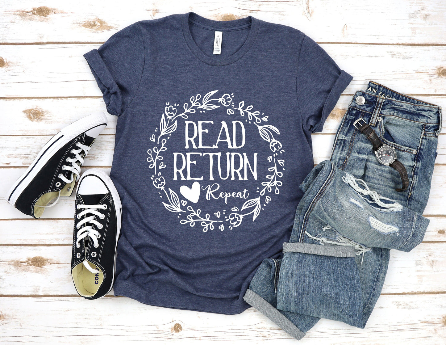 Read Return Repeat Book Nerd Librarian Book Lovers Reading Style Ultra Soft Graphic Tee Unisex Soft Tee T-shirt for Women or Men