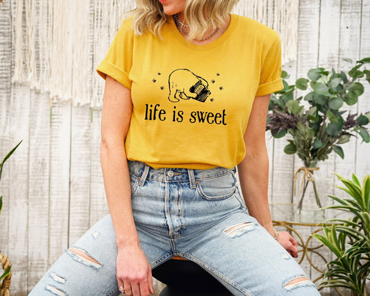 Life is Sweet Vintage Pooh Cute Silly old Bear Ultra Soft Graphic Tee Unisex Soft Tee T-shirt for Women or Men