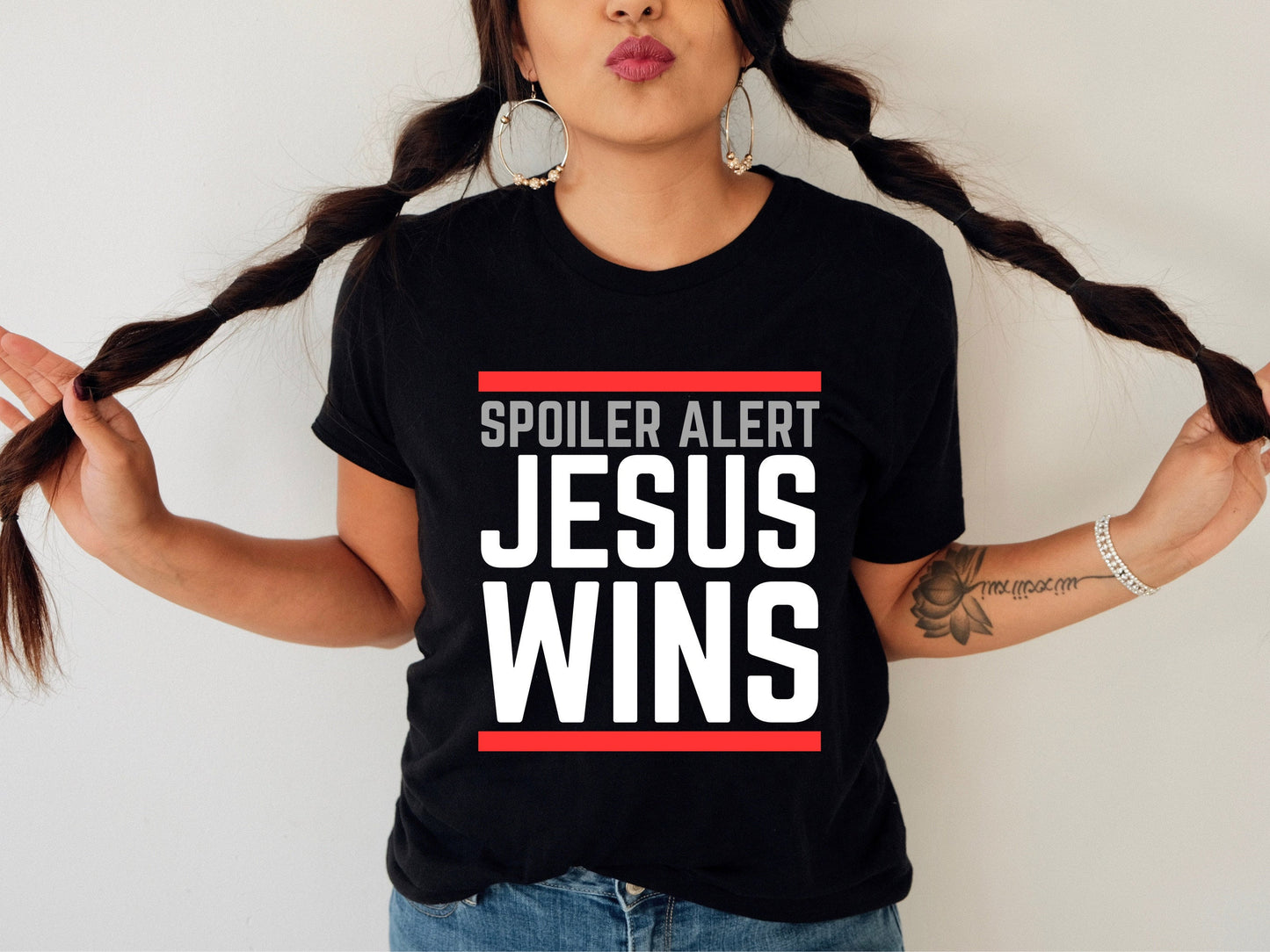 Spoiler Alert Jesus Wins Easter Sunday Christian Ultra Soft Graphic Tee Unisex Soft Tee T-shirt for Women or Men