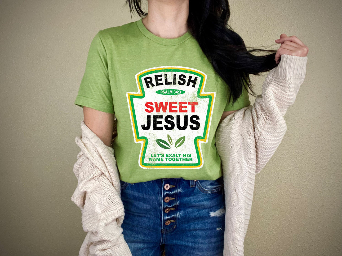 Relish Sweet Jesus Christian Condiment Jesus Saves Bible Verse Ultra Soft Graphic Tee Unisex Soft Tee T-shirt for Women or Men