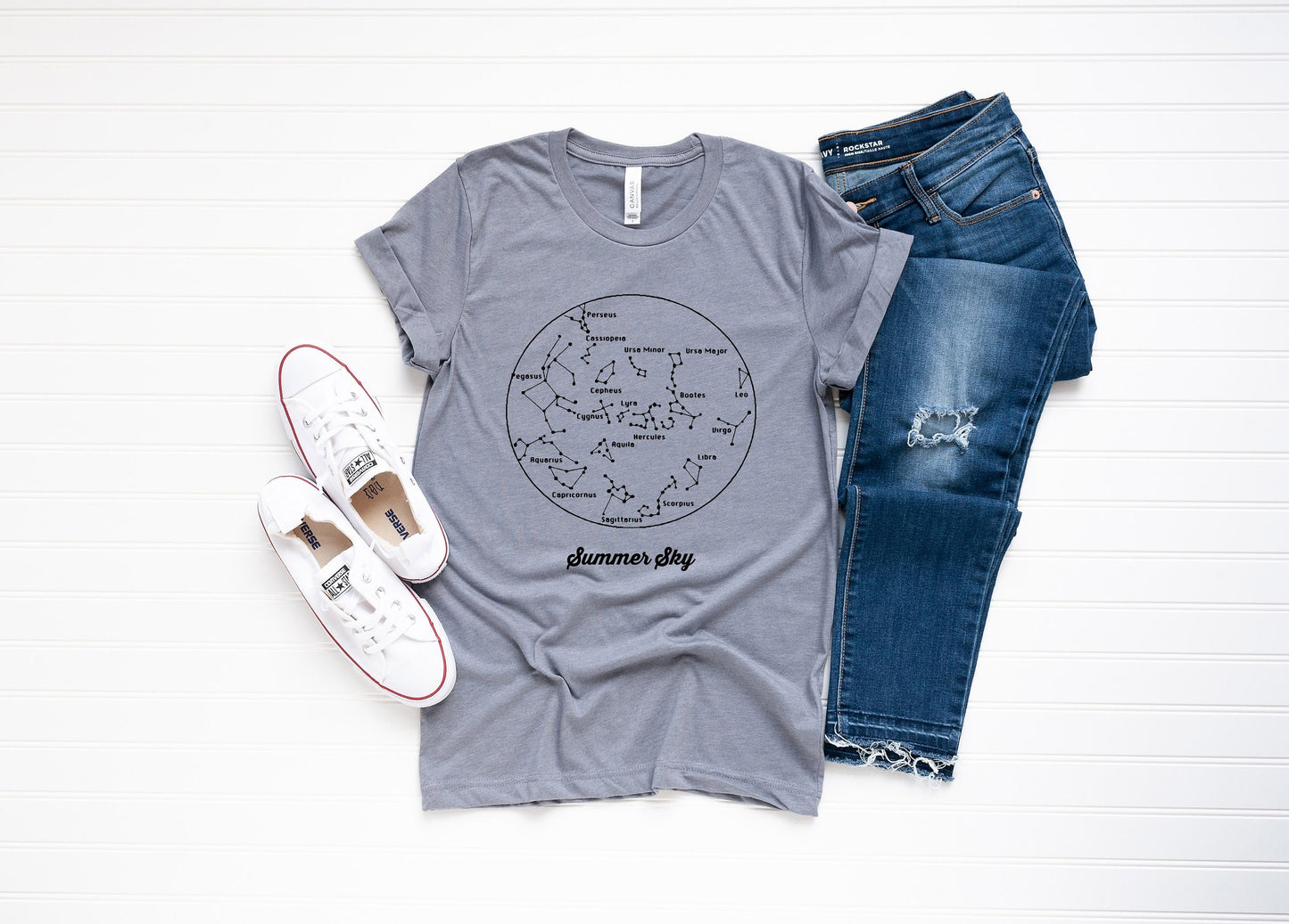 Summer Sky Star Map Astrology Astronomy Constellations Ultra Soft Graphic Tee Unisex Soft Tee T-shirt for Women or Men