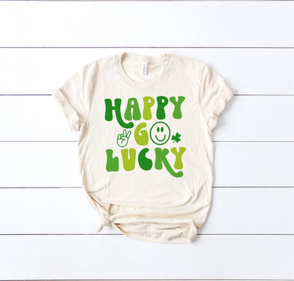 Happy Go Lucky Clover St Patrick's Day Inspiring Ultra Soft Graphic Tee Unisex Soft Tee T-shirt for Women or Men