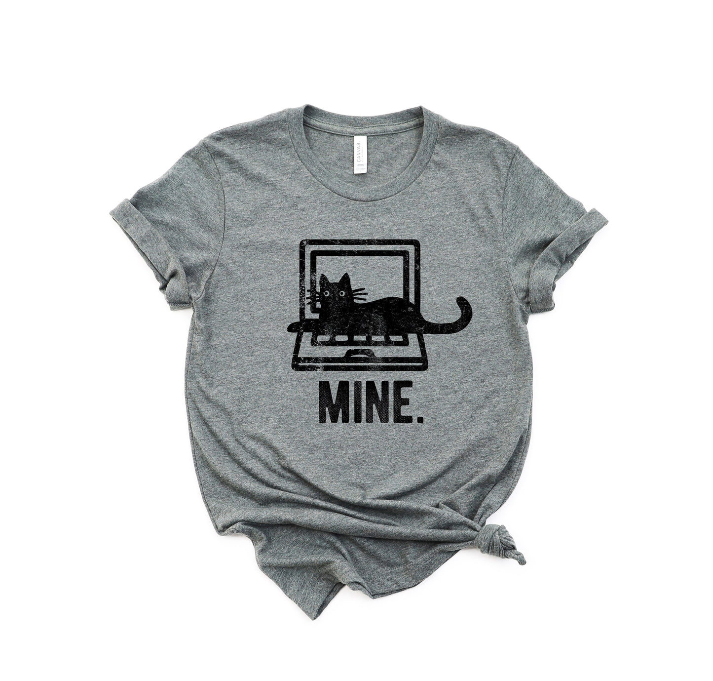 Mine Cat Laptop Funny Cats Kitten Animal Lovers Unisex Soft Tee T-shirt for Women or Men