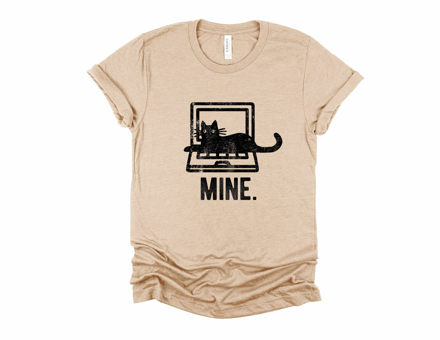 Mine Cat Laptop Funny Cats Kitten Animal Lovers Unisex Soft Tee T-shirt for Women or Men