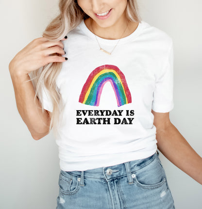 Every Day Is  Earth Day Rainbow Kids Drawing Retro Boho Hippie Style Ultra Soft Graphic Tee Unisex Soft Tee T-shirt for Women or Men