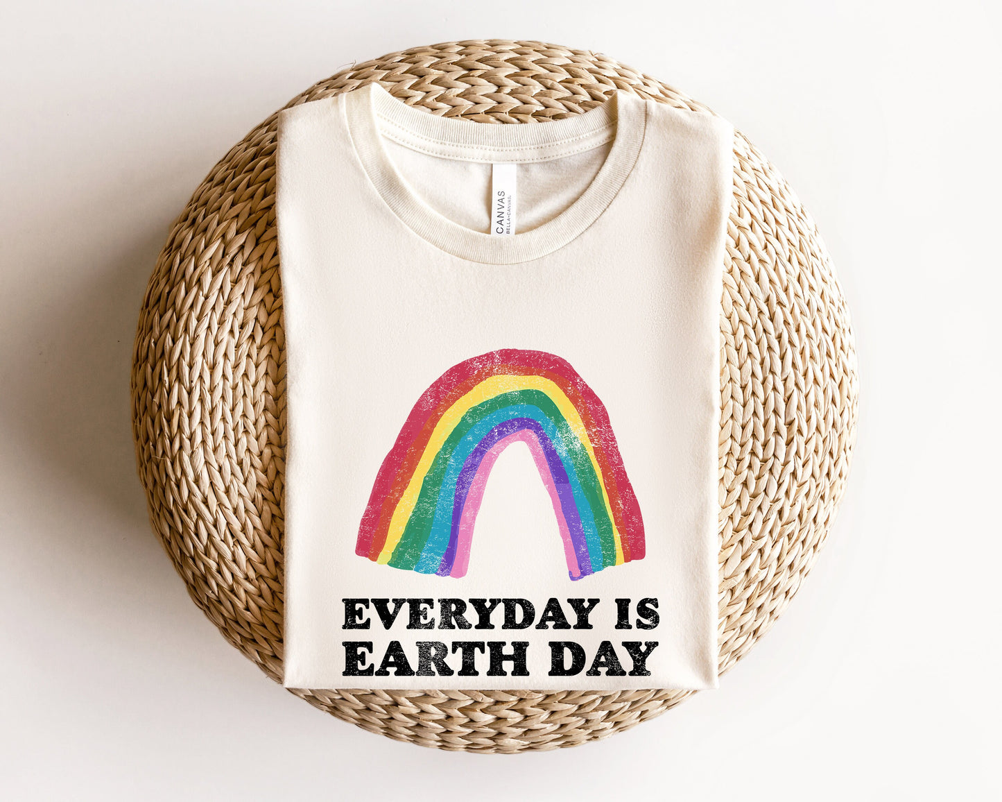 Every Day Is  Earth Day Rainbow Kids Drawing Retro Boho Hippie Style Ultra Soft Graphic Tee Unisex Soft Tee T-shirt for Women or Men