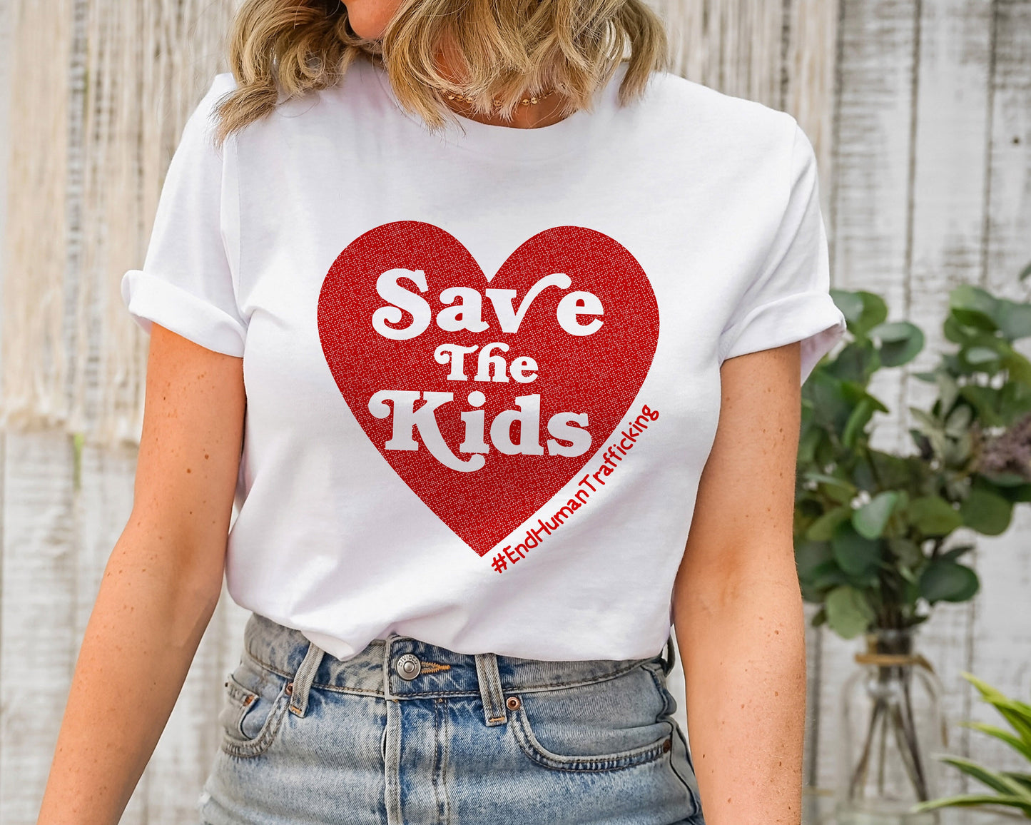 Save Our Children End Human Trafficking Red Heart Ultra Soft Graphic Tee Unisex Soft Tee T-shirt for Women or Men