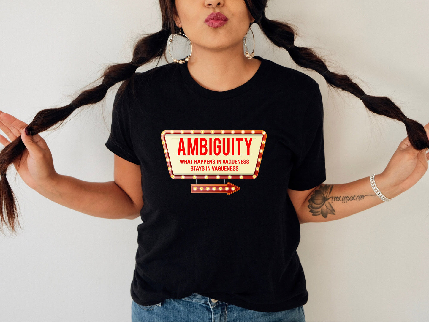 Ambiguity, What Happens in Vagueness Funny Sarcastic English Grammar Ultra Soft Graphic Tee Unisex Soft Tee T-shirt for Women