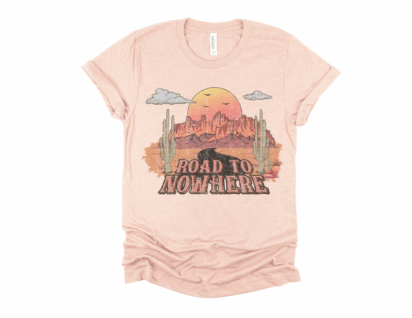 Road To Nowhere Desert Sunset  Road Trippin Ultra Soft Graphic Tee Unisex Soft Tee T-shirt for Women