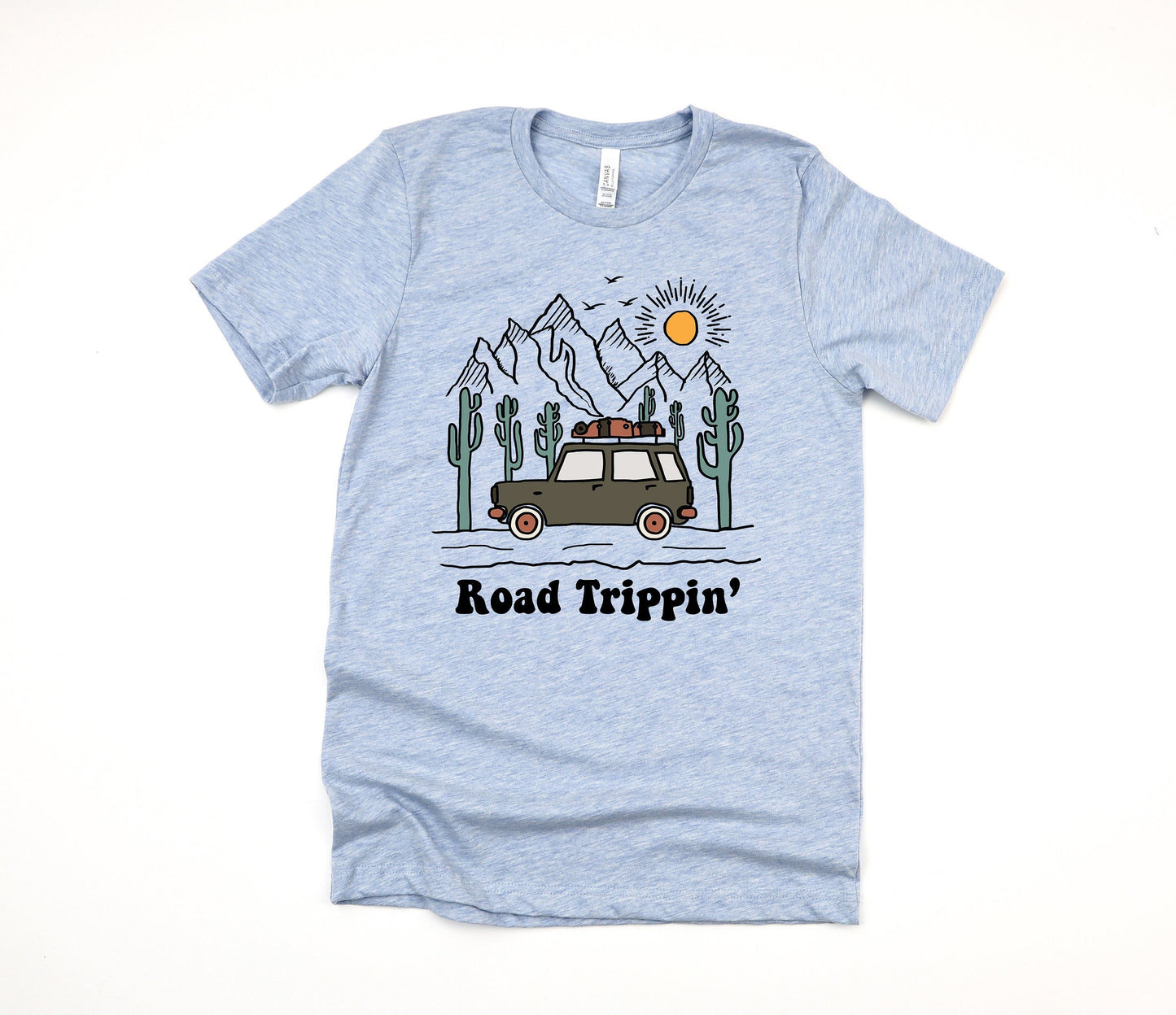 Road Trippin' Adventure Van Cartoon Retro Hippie Boho Vintage Ultra Soft Graphic Tee Unisex Soft Tee T-shirt for Women