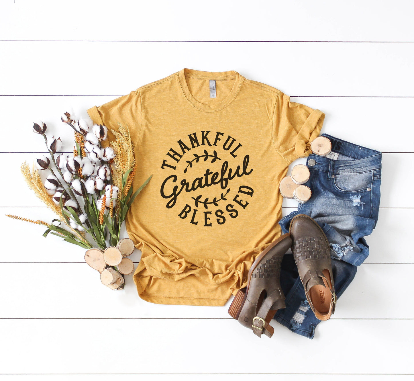 Thankful Grateful Blessed Fall Autumn Thanksgiving | UNISEX Relaxed Jersey T-Shirt for Women