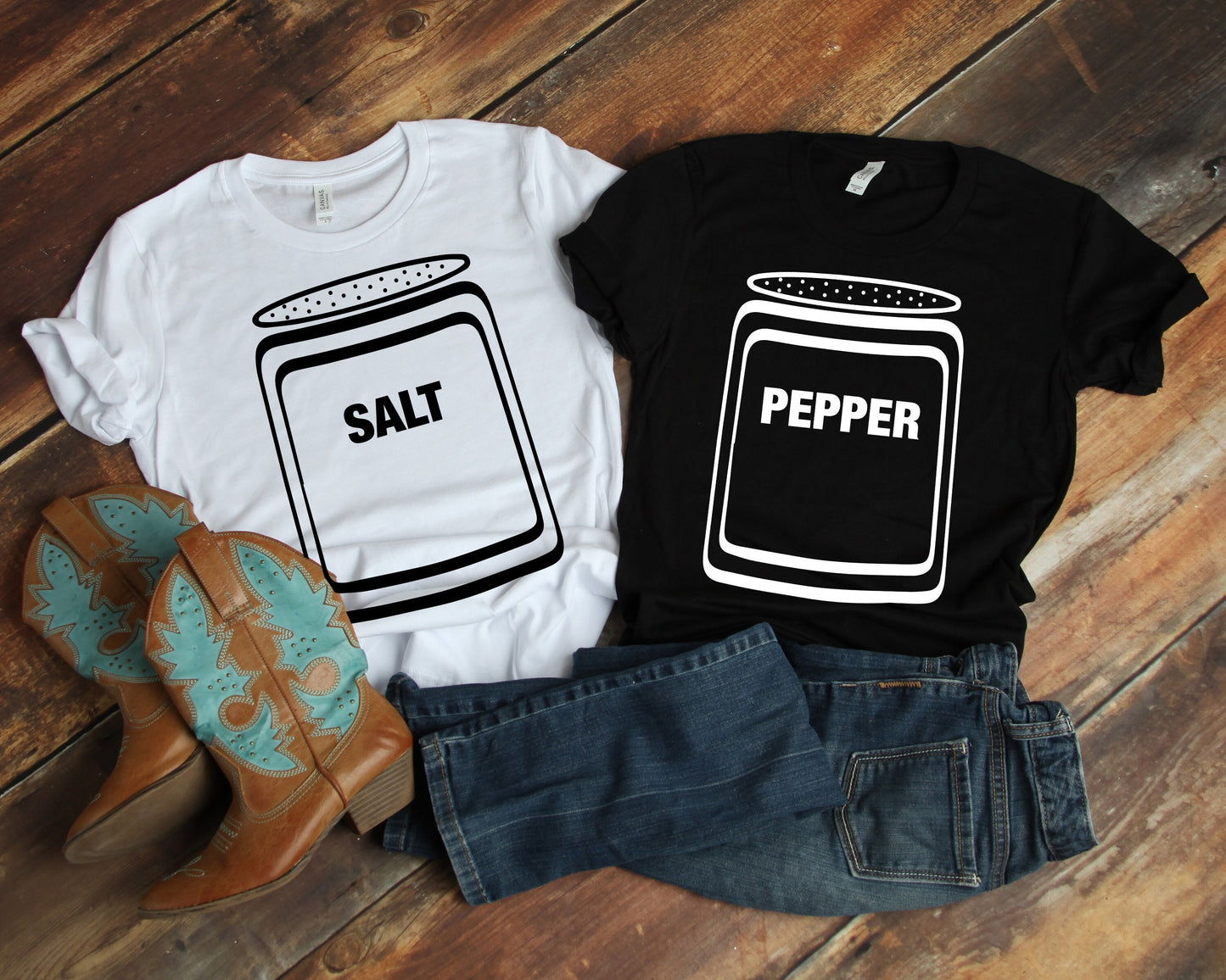 Salt & Pepper Shakers Halloween Party Costume T-shirts | Teacher, Team, Staff, Company, Easy