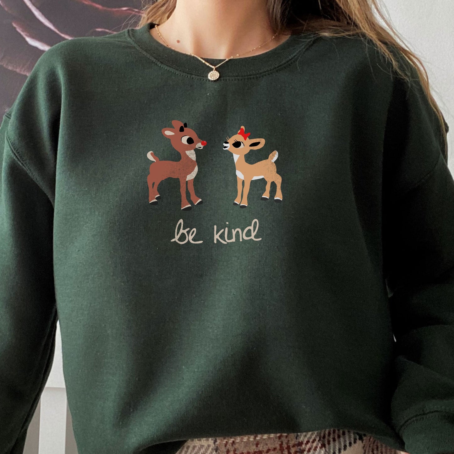 Adorable Be Kind Reindeer Rudolph Christmas Sweatshirt
