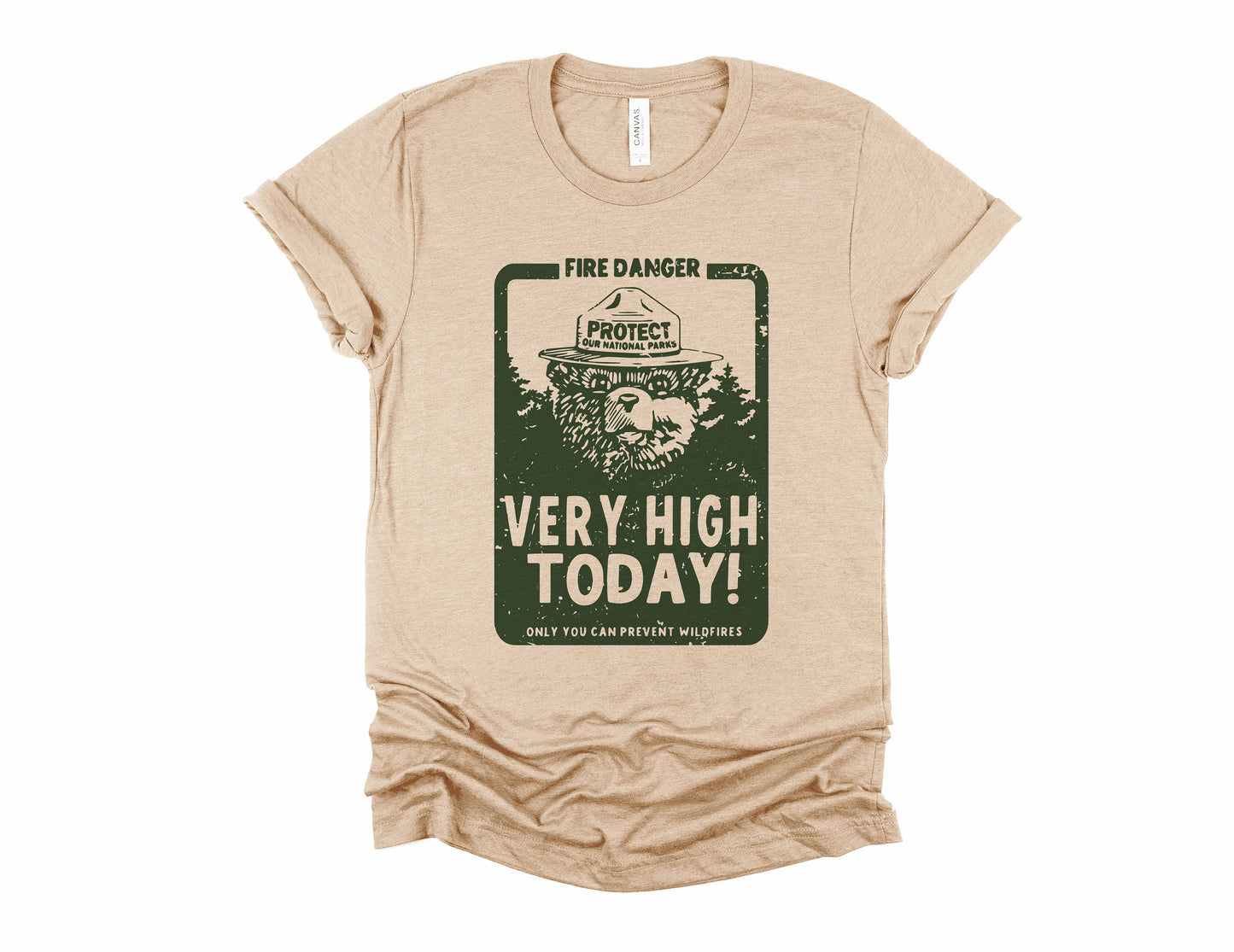 Fire Danger Very High Bear With Hat National Park USA Vintage Retro Ultra Soft Unisex Soft Tee T-shirt for Women or Men